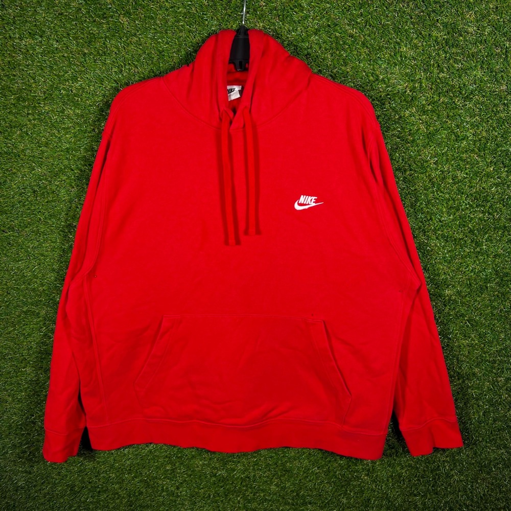 Nike Sportswear Club Fleece Hoodie Mens XXL Red Embroidered Futura Logo Pullover